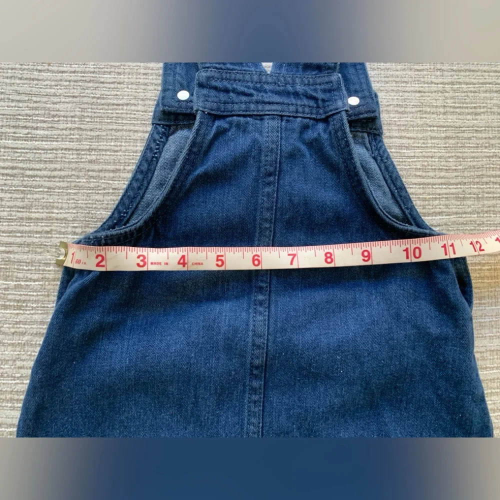 Tahari Dark Blue Denim Overall Dress - 2T - India Cotton 100% EUC - Picture 7 of 11